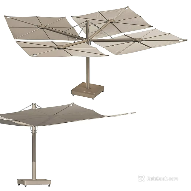 Outdoor Folding Sunshade With Metal Stand Adjustable Canopy And Durable Design 3d model 