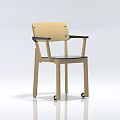 Modern Simple Leisure Chair With Wooden Frame Black Armrests And Wheels
