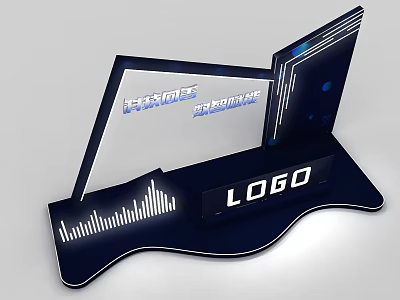 Modern LED Signage Photo Check In Spot With Logo And Sound Wave Design 3d model