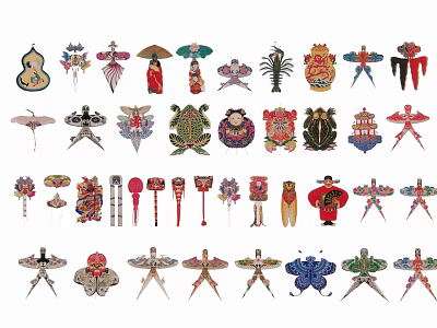 Decorative Hanging Pendants with Various Traditional Designs and Unique Shapes for Home Decoration 3d model