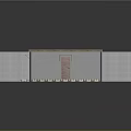 Small Building With Gray Roof Gray Walls Multiple Windows Metal Fence Gate And Stone Foundation