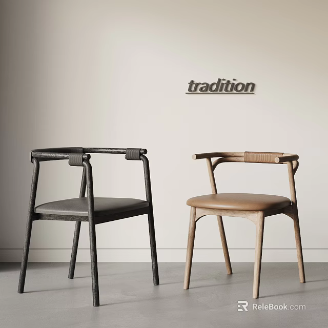 Tradition Inspired Modern Single Chair With Wooden Metal Frames And Upholstered Seats 3d model 