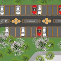 Eco Friendly Parking Lot Design With Green Plants Entrance Exit And Natural Landscape