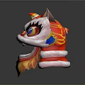 Vibrant Chinese Lion Dance Head With Colorful Decorative Elements And Traditional Design
