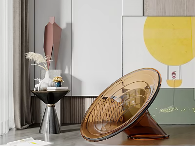 Sleek Amber Acrylic Single Chair With Modern Design In Minimalist Home Interior 3d model