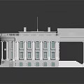 White Classical Architecture Scale Model With Dome Entrance Columns And Steps 3d model
