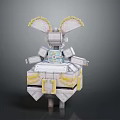 Rabbit Shaped Block Style Mechanical Train With Yellow White Design And Wheels 3d model