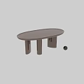 Modern Brown Oval Dining Table With Cylindrical Legs And Sleek Surface