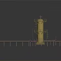 Industrial Equipment System Featuring Cylindrical Towers Pipes And Access Platforms