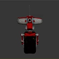 Detailed Red Single Wheeled Robot With Mechanical Antenna And Camera Design