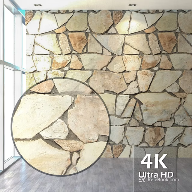 Natural Stone Wall Components With Rustic Textured Surface And 4K Detail 3d model 