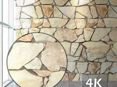 Natural Stone Wall Components With Rustic Textured Surface And 4K Detail 3d model