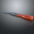 Durable Hardware Screwdriver With Orange Wooden Handle And Metal Blade On Gray Background With Reflection