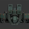Teal Armored Sci Fi Robot Character With Orange Accents In Standing Pose