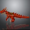 Red Dinosaur Model Constructed From Building Blocks With Detailed Scaly Structure 3d model