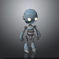 Blue Metallic Robot Figure With Mechanical Limbs Gear Details And Reflective Surface Against Gray Background 3d model