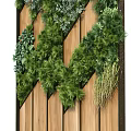 Lush Green Living Plant Wall With Wooden Slats Background And Dense Foliage