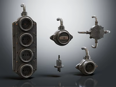Vintage Metal Door Handles with Various Retro Designs and Classic Styles 3d model