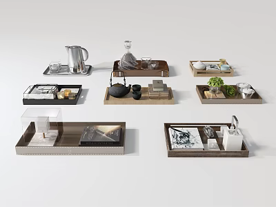 Elegant Plate Decoration Ideas With Tray Styling Tea Set Green Plants Bread And Tableware 3d model