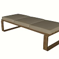 Modern Wooden Frame Bench With Light Brown Cushion And Simple Design