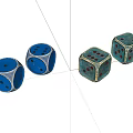 Four Blue Teal Board Game Dice With Black Dots For Classic Entertainment Fun