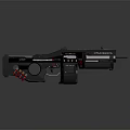 Black Tactical Military Weapon With Red Accents And Modern Sleek Design