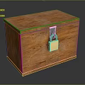 Orange Wooden Box With Natural Wood Grain And Golden Metal Lock