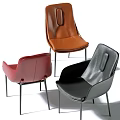 Modern Leisure Chairs With Leather Upholstery Red Black Brown Colors And Metal Legs