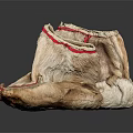 Two Detailed Foot Shaped Carved Sculptures With Red Decorative Lines Design