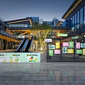 Modern Commercial Area Outdoor Photo Check-in Spot With Trees And Signboards