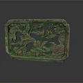 Wooden Carved Decorative Item with Floral Leaf Patterns Rectangular Hollowed Frame Traditional Handcrafted Home Decor