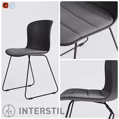 Black Modern Chair With Sleek Leather Seat And Metal Leg Design 3d model
