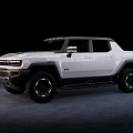 White Hummer Pickup Truck With Rugged Exterior Design And Large All Terrain Tires