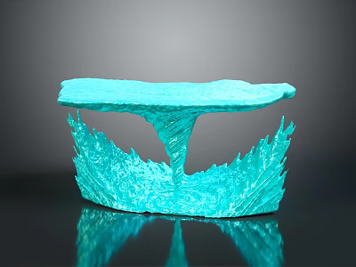 Abstract Blue Sculptural Table With Biomorphic Base And Glossy Artistic Design 3d model