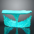Abstract Blue Sculptural Table With Biomorphic Base And Glossy Artistic Design 3d model