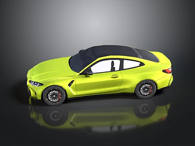 Yellow Sports Car With Black Roof Two Door Sleek Design Shiny Exterior Finish 3d model
