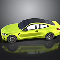 Yellow Sports Car With Black Roof Two Door Sleek Design Shiny Exterior Finish