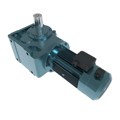 Blue Gear Reducer Motor With Metal Housing Mounting Holes And Top Shaft 3d model