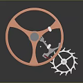 Durable Hardware Tools Orange Spoked Handwheel with Silver Toothed Gear and Metal Components