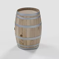 Wooden Barrel With Metal Hoops Cylindrical Storage Container For Household Use