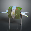 3D Rendered Futuristic Mechanical Device With Green Gray Exterior And Wing Like Structures