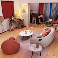 Modern Apartment Interior Featuring Open Kitchen With Island Counter And Appliances