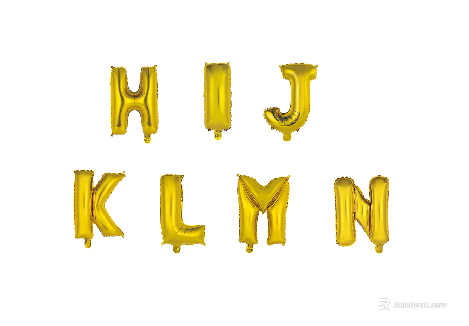 Golden Letter Balloons H I J K L M N For Party Decoration Supplies 3d model 