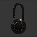 Secure Black Door Handle With Combination Padlock On Gray Gradient Reflective Background 3d model