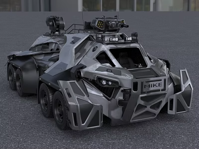 MIKE Armored Six Wheeled Car With Futuristic Design And Roof Mounted Equipment 3d model