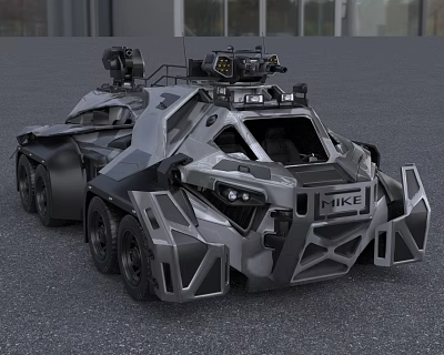 MIKE Armored Six Wheeled Car With Futuristic Design And Roof Mounted Equipment 3d model