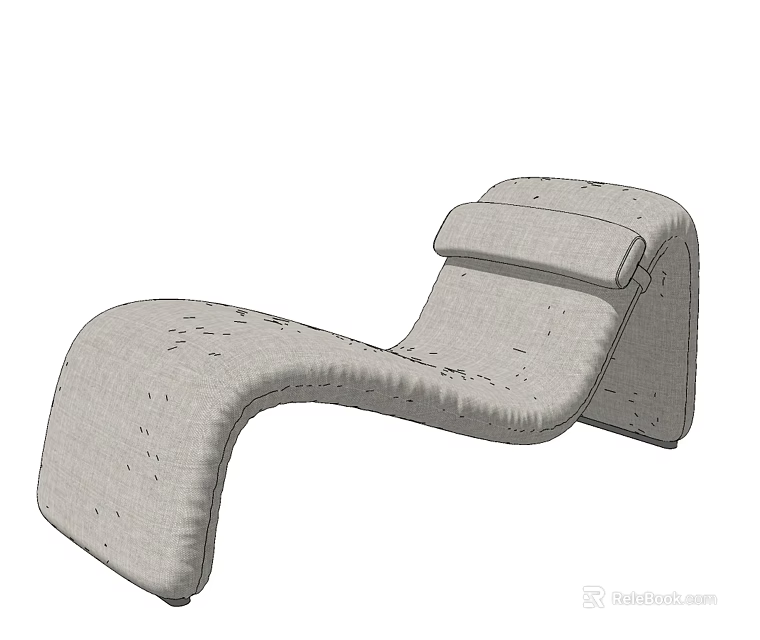Modern Light Gray Fabric Lounge Chair With Sleek Curved Design And Backrest 3d model 