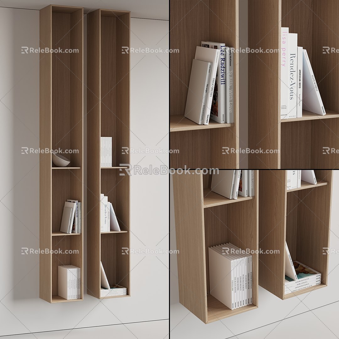 Modern Wooden Wall Shelf Display Cabinet 3d model