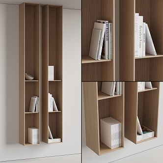 Modern Wooden Wall Shelf Display Cabinet 3d model