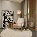 Modern log rest chair combination 3d model